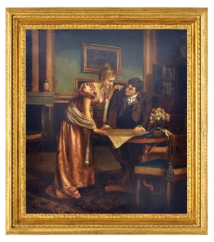 G. Boldini, Romantic Readings, 2002, Oil on Canvas, Framed