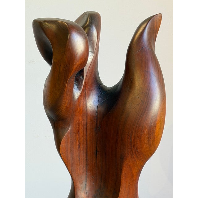 Mid-Century Modern Mid Century Abstract Figural Wood Sculpture on Stand For Sale - Image 3 of 12