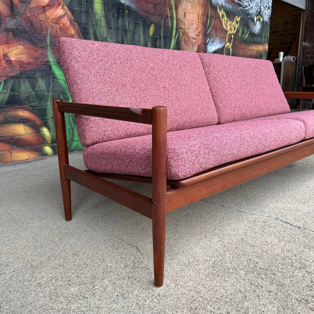 Borge Jensen Danish Modern Teak Sofa Reupholstered Cushions For Sale - Image 4 of 12