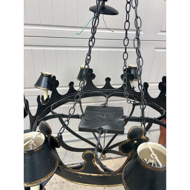 Traditional Niermann Weeks Regency Style Tole Chandelier For Sale - Image 3 of 11