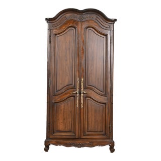 John Stuart French Provincial Louis XV Oak Armoire Dresser or Linen Press, Circa 1960s For Sale
