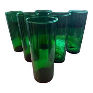 1950s Anchor Hocking Green Burple Water Tumblers - Set of 6 For Sale