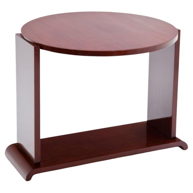 Modernist side table in mahogany. Simple and bold design is a fine example of early Twentieth Century Modernism.