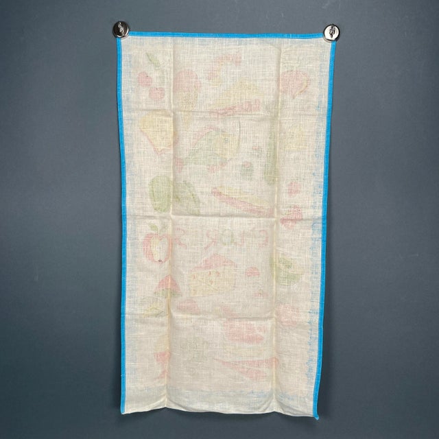 1960s Mid-Century Modern Parisian Prints Linen Kitchen Tea Towel For Sale In New York - Image 6 of 12