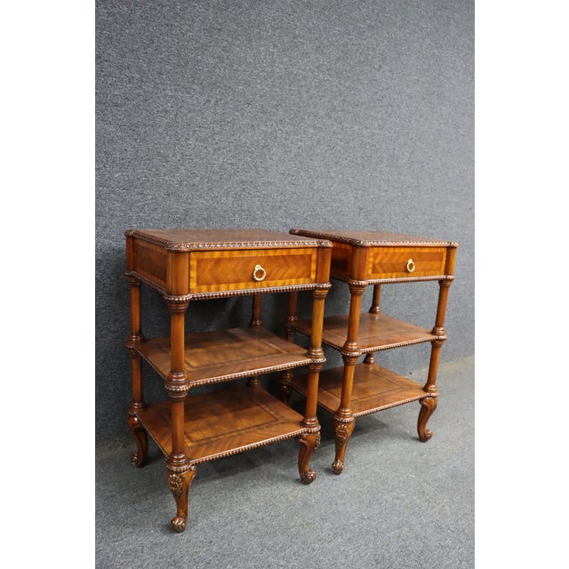Traditional Maitland-Smith Inlaid Mahogany End Tables For Sale - Image 3 of 13