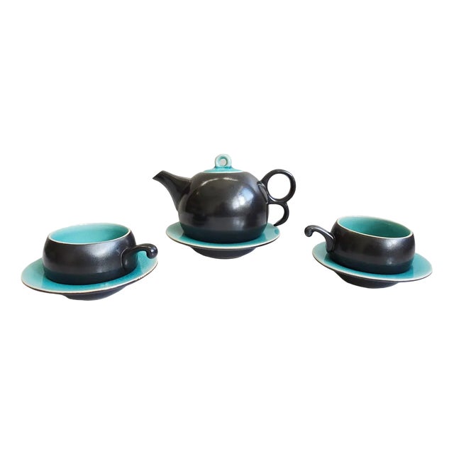 Mid-Century Ceramic Tee Service for 2, Set of 6 For Sale