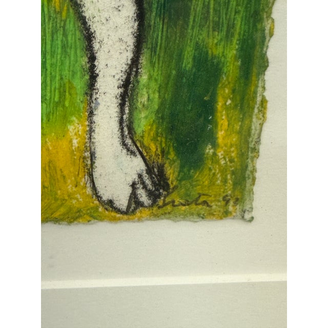 1990s Mixed Media Black & White Dog Artwork, Framed For Sale - Image 5 of 12