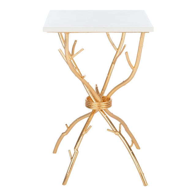 Marble Top Accent Table in White & Gold Chairish