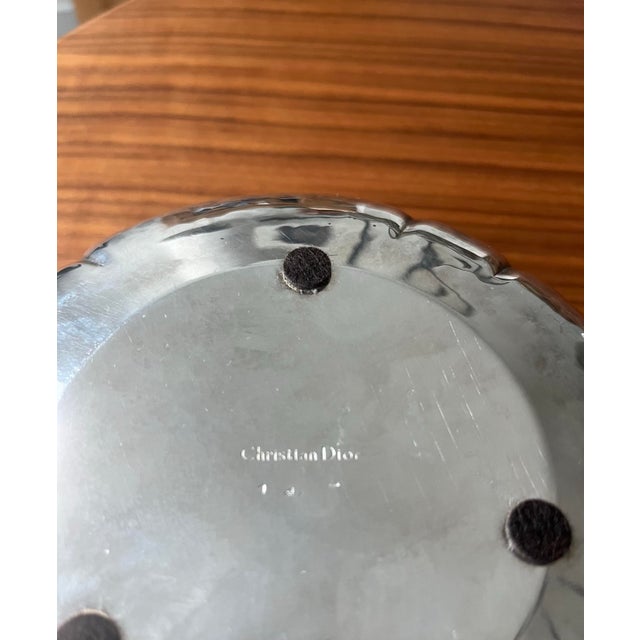 Metal Mid-Century Christian Dior Silver Plate Pleated Bowl For Sale - Image 7 of 9