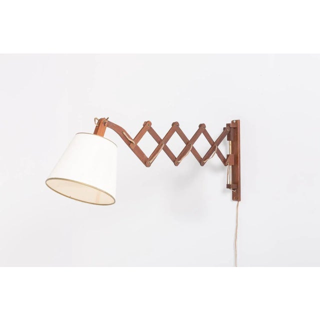 Brown Scandinavian Scissors Wall Lamp, 1960s For Sale - Image 8 of 8
