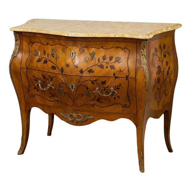 Louis XvV Style Curved Lady's Commode in Marquetry, 1920s For Sale