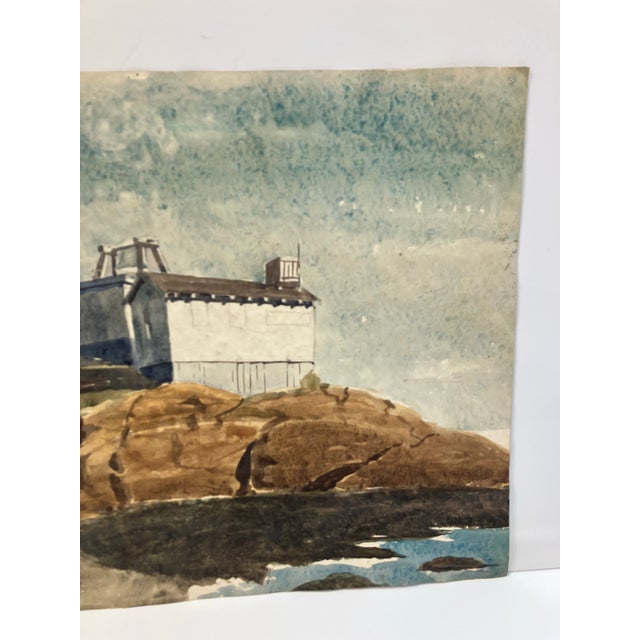 The American School 1960s “Light House” Watercolor Signed Carl Gustafson For Sale - Image 3 of 3