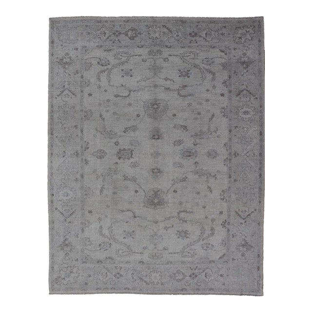 Angora Turkish Oushak Rug With Floral Design by Keivan Woven Arts For Sale