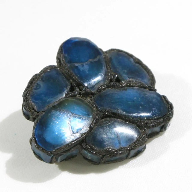 Mid-Century Modern Line Vautrin Blue Mirrors and Black Talosel Brooch For Sale - Image 3 of 8