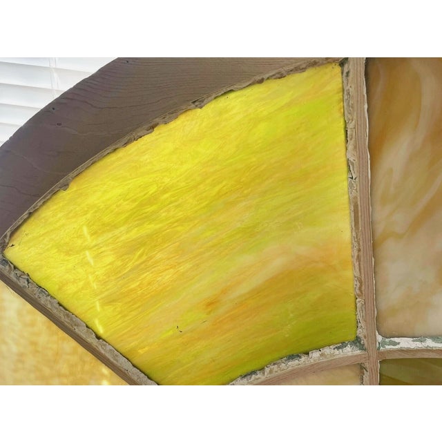 1910s Antique 1920s Slag Glass Stained Glass Transom Window Architectural Salvage For Sale - Image 5 of 9