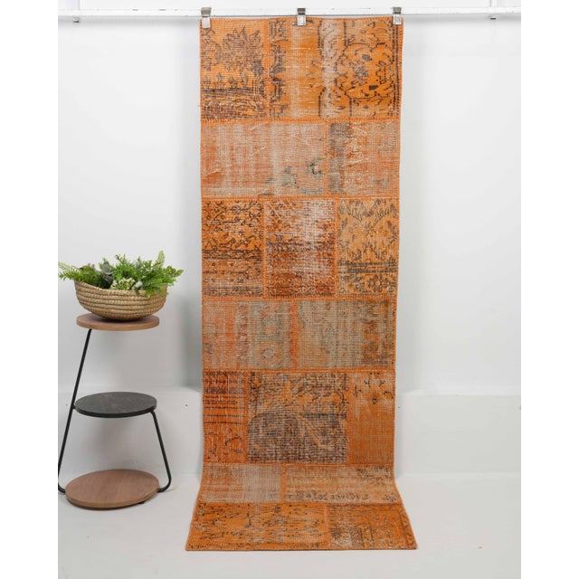 Vintage Turkish Hand-Knotted Patchwork Runner rug is a semi-antique vintage runner rug. The '70s Eastern region of...