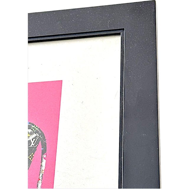 Pink Cash Cow by Peter Marcus Green, Signed, 2022 Giclee Print Pink Background Black Wood Frame For Sale - Image 8 of 12