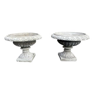 English Cast Stone Garden Urns, Set of 2 For Sale