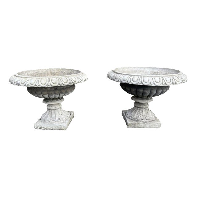English Cast Stone Garden Urns, Set of 2 For Sale
