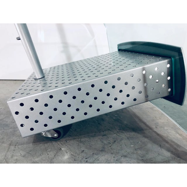 Transparent Post Modern Memphis Glass T V Stand, 1980s For Sale - Image 8 of 13