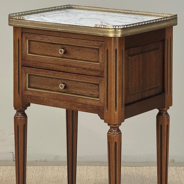 Pair French Louis XVI Marble Top End Tables For Sale - Image 12 of 17