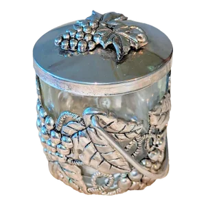 1990s Godinger Grape Motif Small Serving Jar With Handle