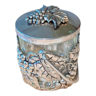 90's Godinger Grape Motif Small Serving Jar With Handle For Sale