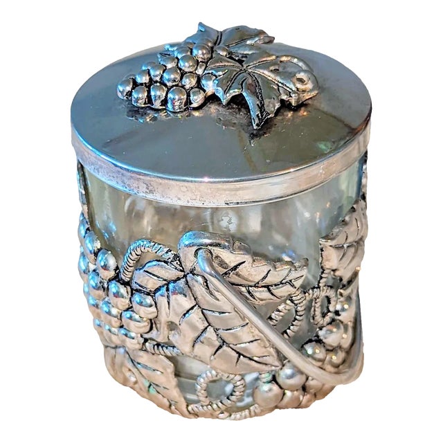 90's Godinger Grape Motif Small Serving Jar With Handle For Sale