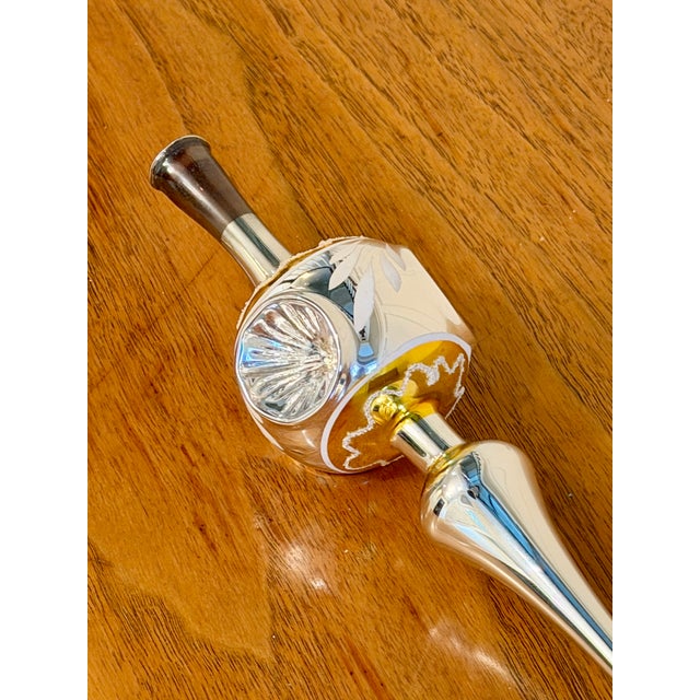 Beautiful silver and gold vintage mercury glass tree topper with three indents and white mica and painted trim adds...