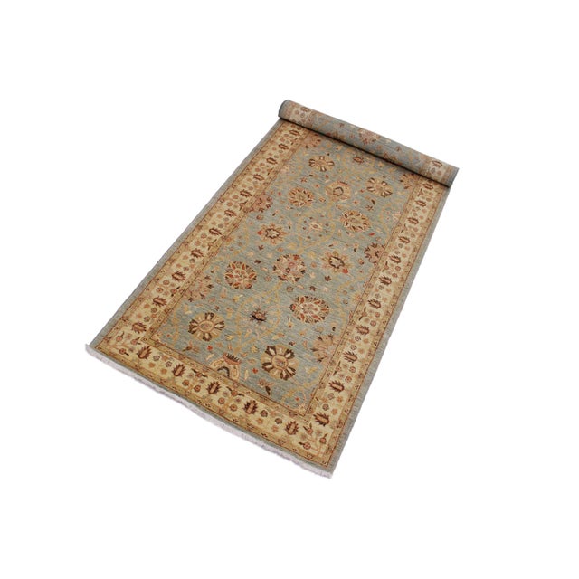 Shabby Chic Shabby Chic Ziegler Blue/Gold Wool Runner Rug- 4'1'' X 11'2'' For Sale - Image 3 of 10