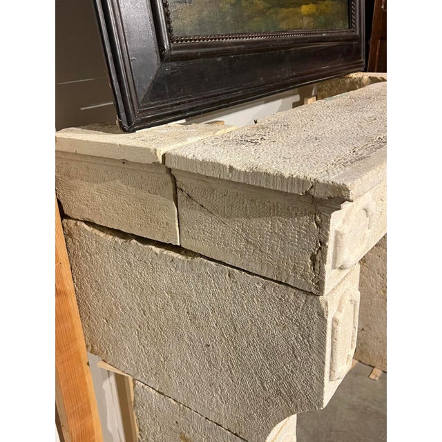 Antique French Limestone Fireplace Mantel From Burgundy, 19th Century For Sale - Image 4 of 18