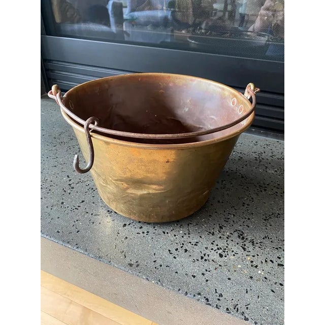 Rustic Antique Late 19th Century Brass & Iron Pail or Bucket Signed Hw Hayden the Waterbury Brass Co. For Sale - Image 3 of 13
