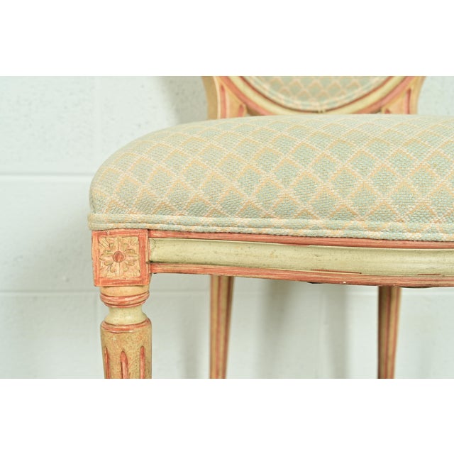 Cream Baker Furniture French Regency Louis XVI Cream and Pink Lacquered Side Chairs or Dining Chairs, Pair For Sale - Image 8 of 14