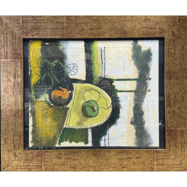 Gaetano d'Amico, Cubist Still Life, Oil and Pastel on Paper For Sale - Image 4 of 7
