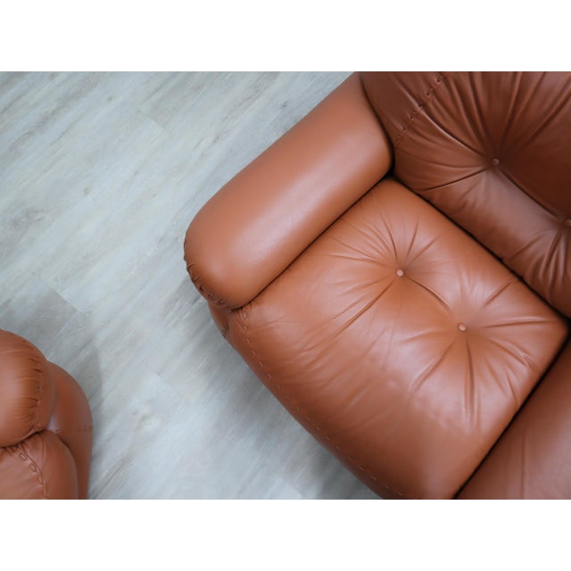 Sapporo Cognac Leather Chairs from Mobil Girgi, 1970s, Set of 2 For Sale - Image 9 of 18
