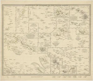 Antique Map of Polynesia with Details of Many Islands, 1840