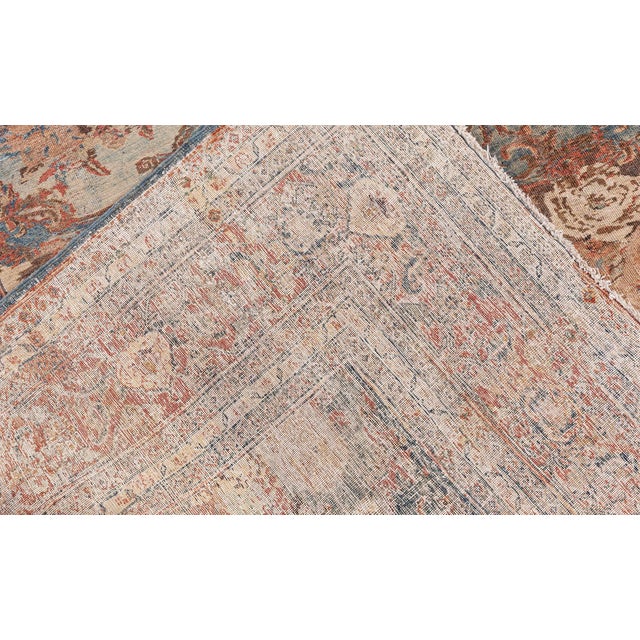 Beige One-of-a-kind Antique Persian Tabriz Botanic Handmade Wool Carpet For Sale - Image 8 of 9