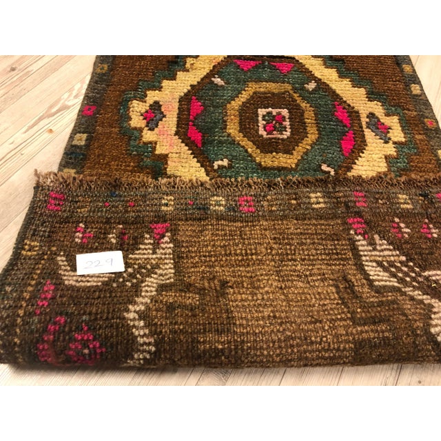 1960s Vintage Turkish Tribal Miniature Rug - 1′6″ × 3′2″ For Sale - Image 4 of 6