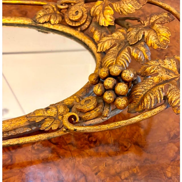 Antique Edwardian Gilt Metal Mirrored Grape Vine Drinks Serving Tray, 1900 For Sale - Image 4 of 12
