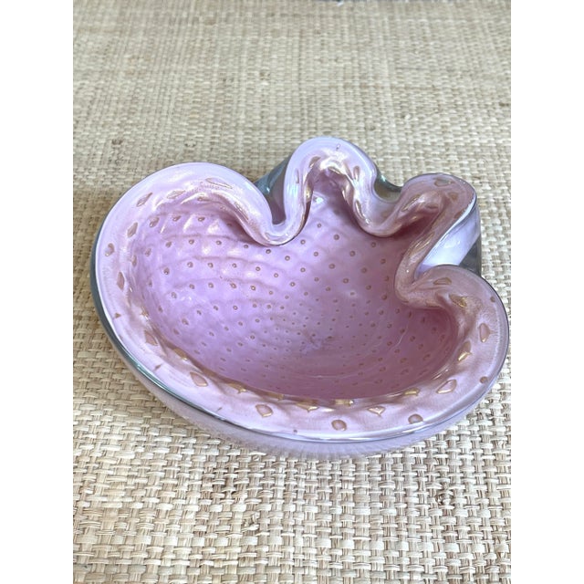 Glass Vintage Pink Murano Barovier Bubble Catchall For Sale - Image 7 of 7