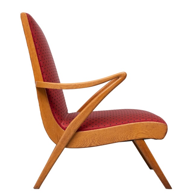 Organic Shape Rock & Roll Lounge Chair with New Red Polka Dot Upholstery, 1950s For Sale - Image 14 of 14