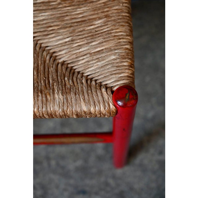 Vintage Italian Chairs in Red Lacquered Wood and Woven Straw, 1960s, Set of 4 For Sale - Image 13 of 18