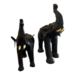 1960s Leather Elephant Pair