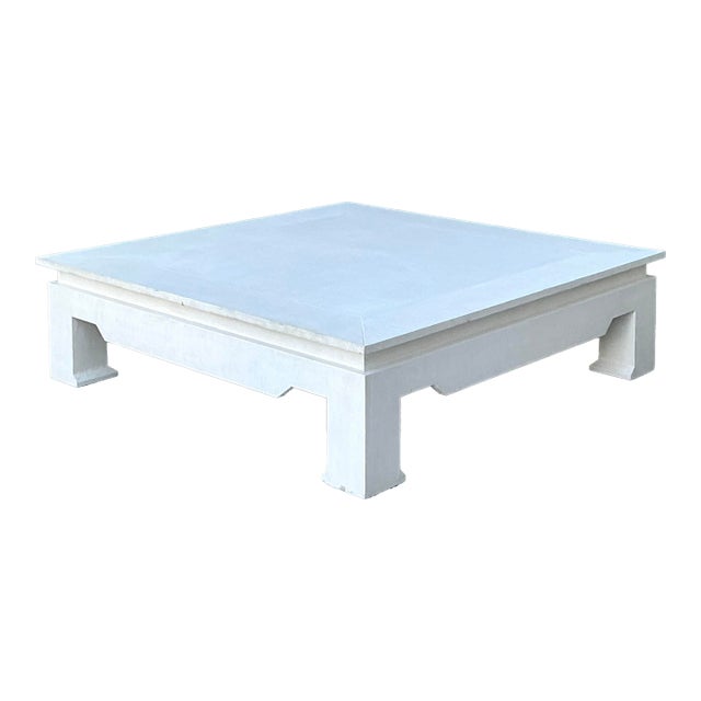 Vintage Monumental Grasscloth Wrapped Coffee Table For Sale