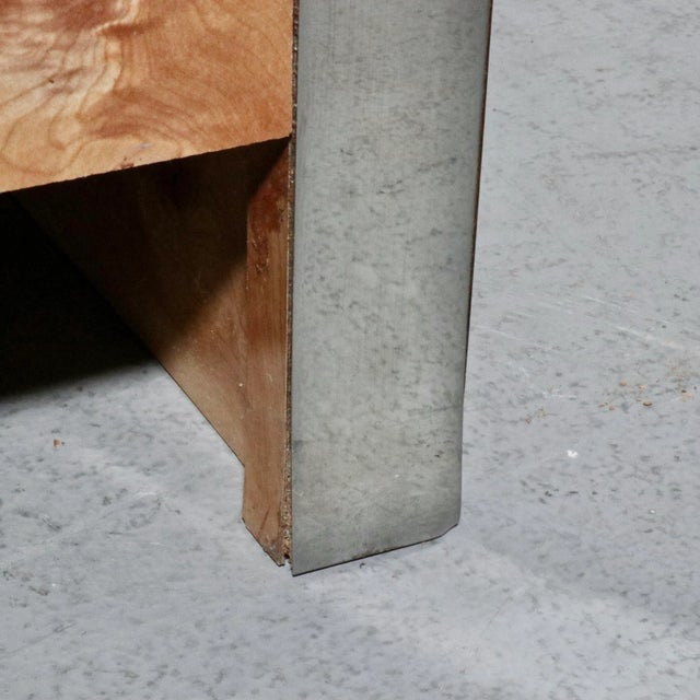 Wood 70's Baughman Style Faux Burl and Chrome Highboy Dresser For Sale - Image 7 of 7