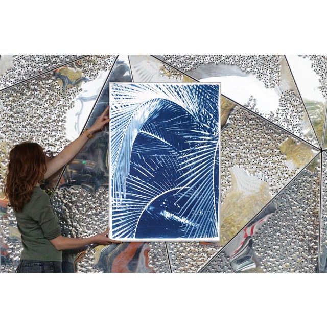 2021 "Tropical Palm Branches" Handmade Cyanotype Print on Watercolor Paper by Kind of Cyan For Sale - Image 4 of 11