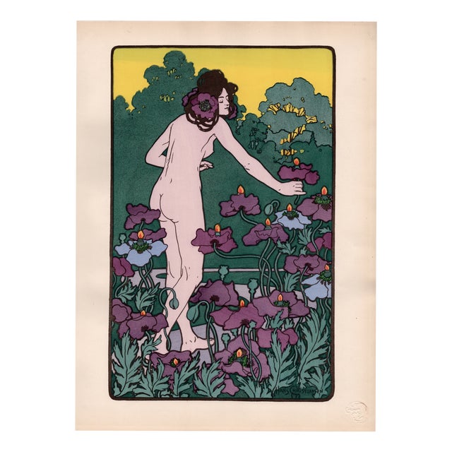 Hans Christiansen, L'Heure du Berger, Nude, 1898, Lithograph on Paper For Sale