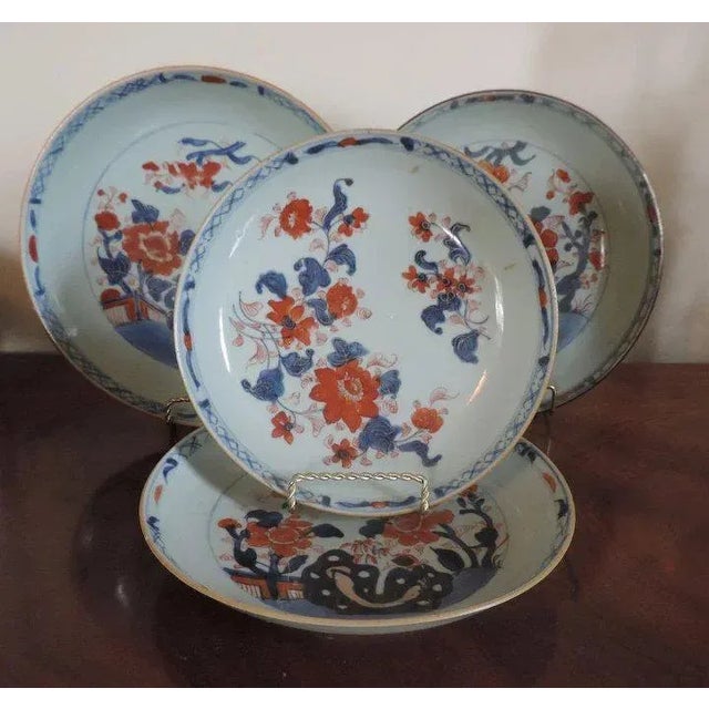 18th Century Chinese Porcelain Imari Palette 1745 Bowl Plates - Set of 4 For Sale - Image 4 of 11