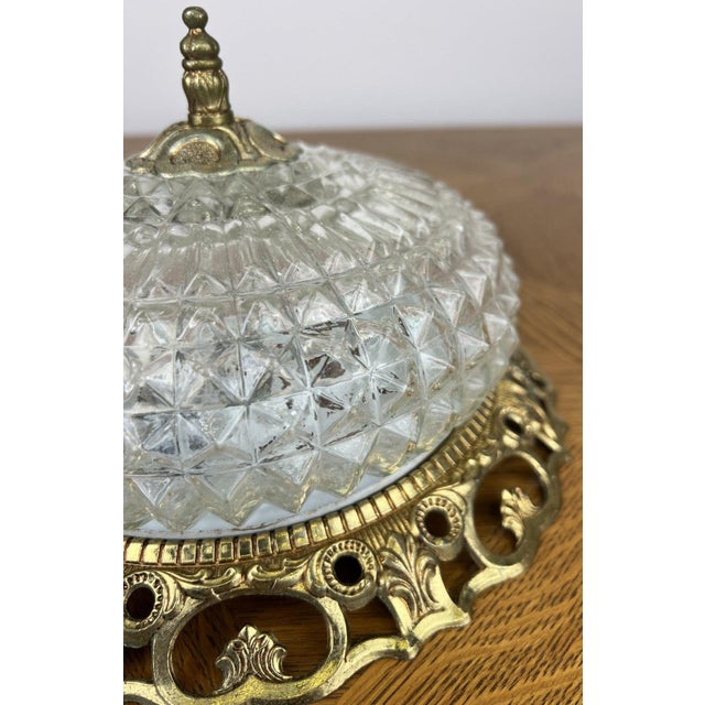 Glass Vintage French Ceiling Lamp in Cut Glass For Sale - Image 7 of 13