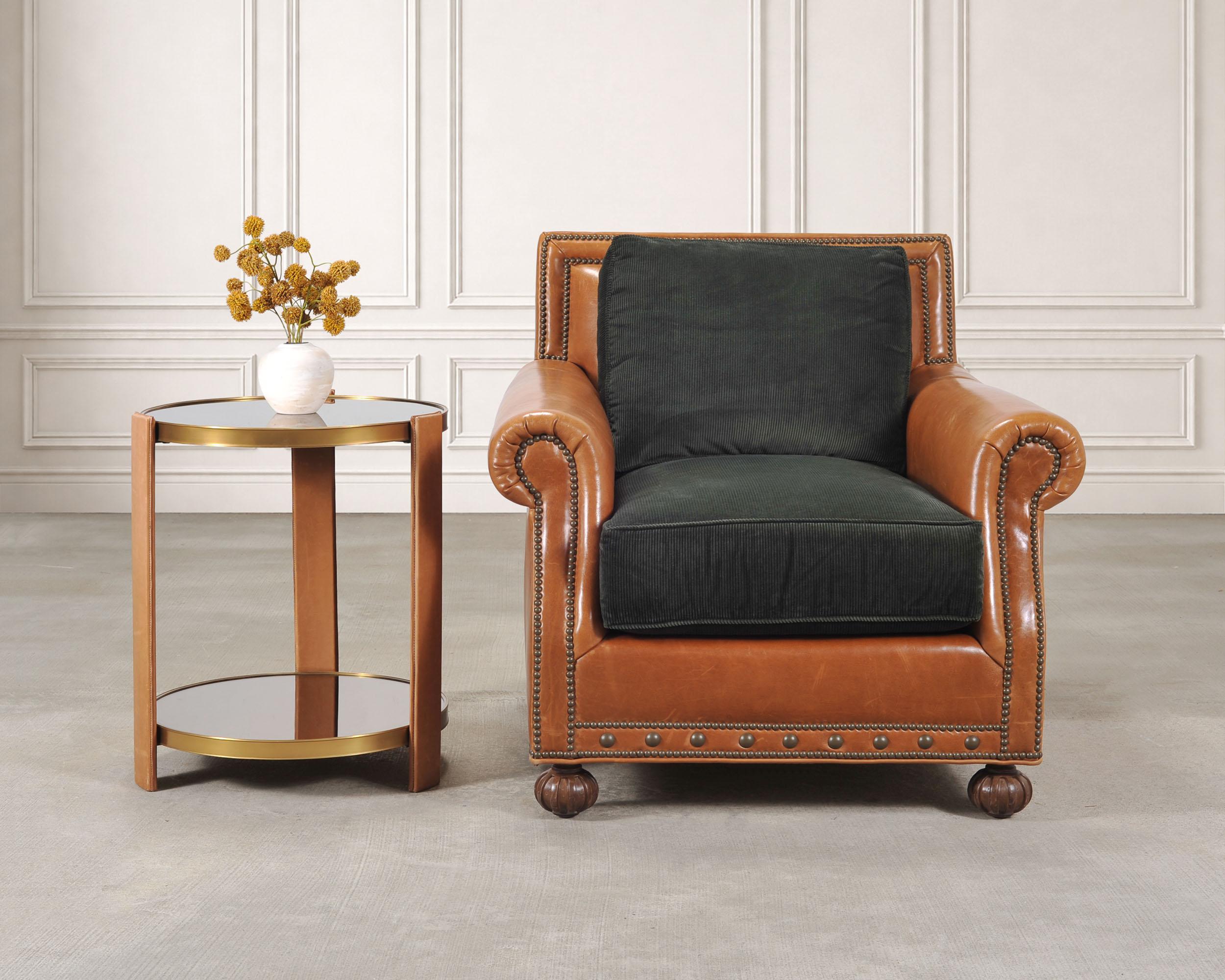 Ralph Lauren Italian Aran Isles Leather Mahogany Club Chair | Chairish